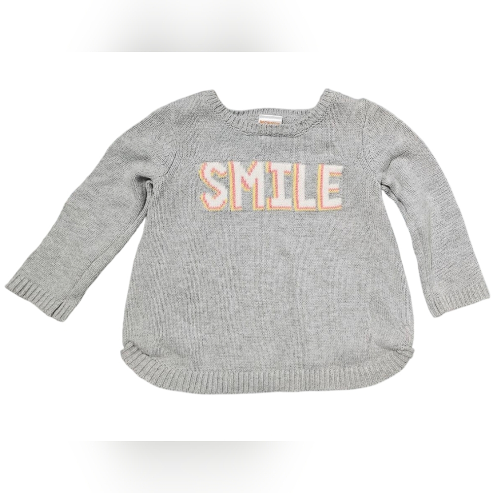 Gymboree Gray Knit Pullover Sweater | "Smile" Knit Detail | Size 12-18M